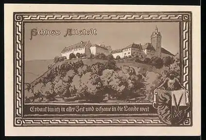 Notgeld Allstedt, 1921, 50 Pfennig, König Heinrich II. und III., Schloss Allstedt & Wappen