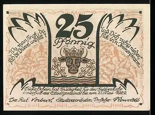 Notgeld Sülze, 1922, 25 Pfennig, Kinderheil-Anstalt, Wappen