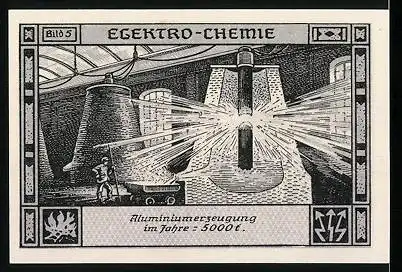 Notgeld Bitterfeld, 1921, 75 Pfennig, nackte Frau auf Aggregat sitzend, Elektrizitätswerk, Elektro-Chemie, Aluminium
