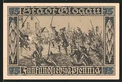 Notgeld Glogau i. Schlesien, 1920, 75 Pfennig, Schlacht