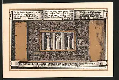 Notgeld Gernrode, 1921, 75 Pfennig, Grabmal in der Stiftskirche, Innen - und Aussenansicht der Kirche