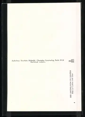 Foto-AK Deutscher Kunstverlag, NR 6: Xanten, Viktorsdom, Blick auf Lettner und Chor