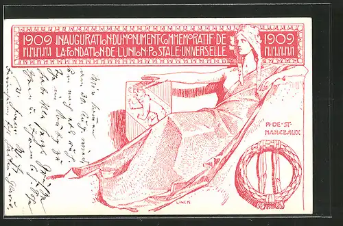 AK Postverein Schweiz 1909, Göttin mit Wappen & Ehrenkranz, Ganzsache Schweiz