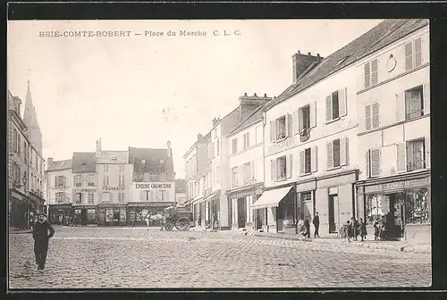 AK Brie-Comte-Robert, Place du marché mit Geschäften