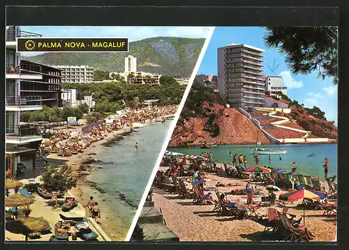 AK Palma Nova - Magaluf / Mallorca, Blick auf Strand und Hotels
