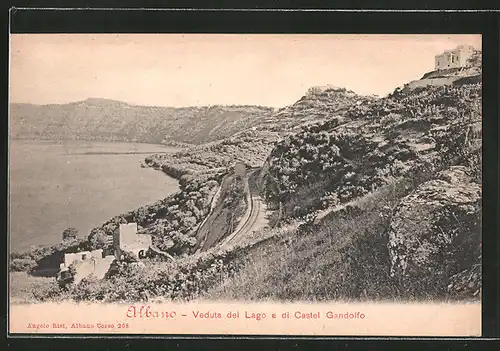 AK Albano, Veduta del lago e di Castel Gandolfo