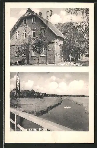 AK Gerdau, Gasthaus Wellmann, Partie an der Brücke