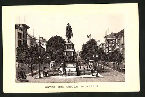 Sammelbild Berlin, Unter den Linden, Denkmal Friedrich der Grosse, Schicht's Patent-Seife, Georg Schicht Aussig a. E.