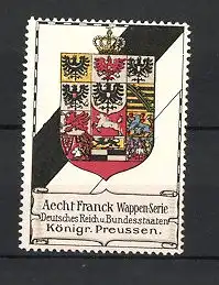 Reklamemarke Ludwigsburg, Aecht Franck Kaffee, Wappen Königreich Preussen