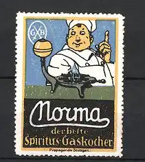 Reklamemarke Nouma Spiritus-Gaskocher, Koch & Gaskocher