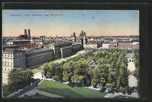 AK München, Kgl. Residenz und Hofgarten