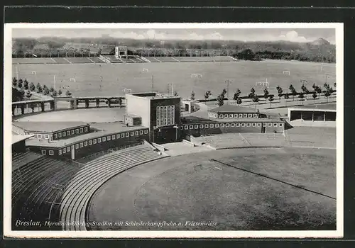 AK Breslau, Hermann Göring-Stadion mit Schlesierkampfbahn u. Friesenwiese