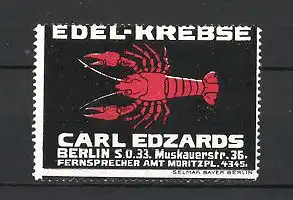 Reklamemarke Berlin, Carl Edzards Edel Krebse, Hummer