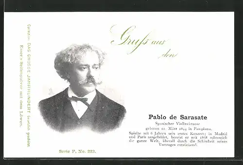AK Pablo de Sarasate, spanischer Violinvirtuose