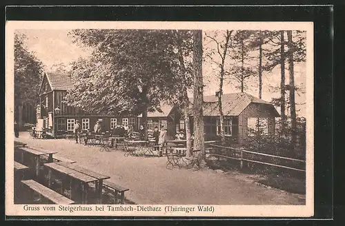 AK Gräfenhain, Gasthaus Steigerhaus mit Terrasse