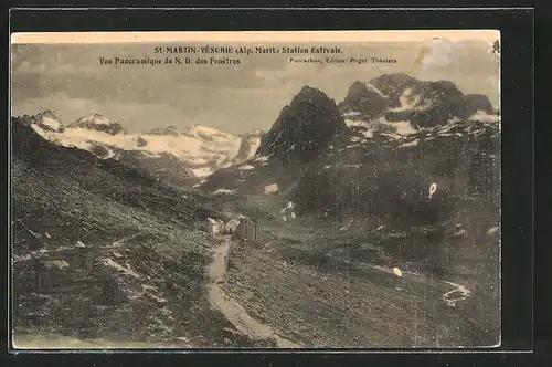 AK Saint-Martin-Vésubie, vue panoramique de Notre-Dame des Fenétres