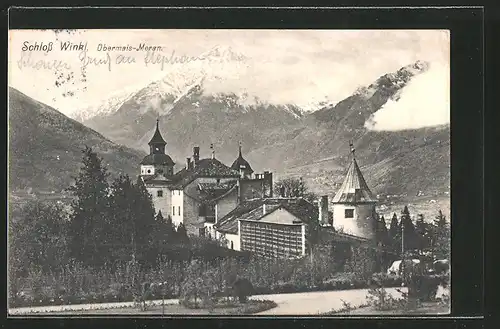 AK Meran-Obermais, Blick zum Schloss Winkel