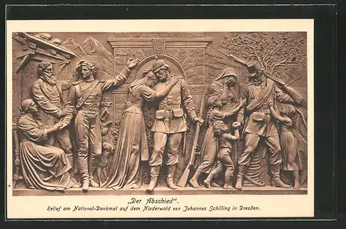 AK Relief "Der Abschied" am National-Denkmal auf dem Niederwald