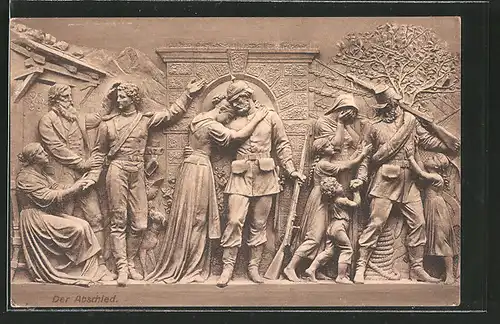 AK der Abschied, Relief am National-Denkmal auf dem Niederwald