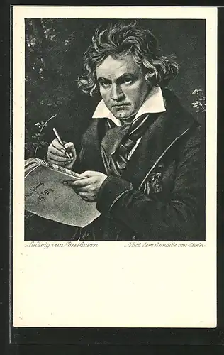 Künstler-AK Portrait Ludwig van Beethoven mit Notenheft