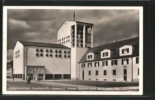 AK Frankfurt-Riederwald, Heilig Geist-Kirche, Arch. Martin Weber, Bauhaus