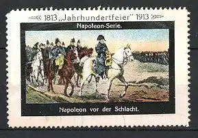 Reklamemarke Befreiungskriege, Napoleon zu Pferd vor der Schlacht