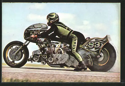 AK Dragsters, Sprintmaschinen, Rekordfahrer Henk Vink auf Kawasaki Big Spender, Motorrad