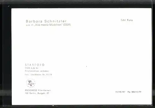AK Portrait der Schauspielerin Barbara Schnitzler