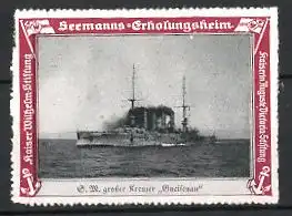Reklamemarke Kaiserliche Marine, Seemanns-Erholungsheim, S.M. grosser Kreuzer Gneisenau, Kriegsschiff