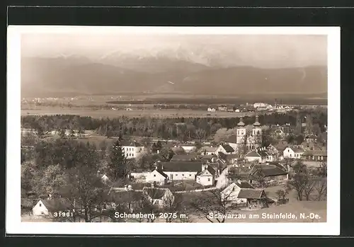 AK Schwarzau a. Steinfelde, Panorama mit Blick zum Schneeberg