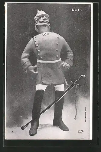AK Karikatur von Kaiser Wilhelm II., "Lui!", Plastik