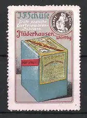 Reklamemarke Plüderhausen, Schüle's Eier Nudeln, Packung Nudeln