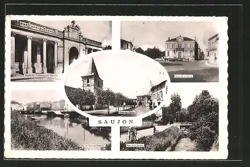 AK Saujon, etablissement thermal, place de la Mairie, le pont de Ribérou, rue de la Seudre