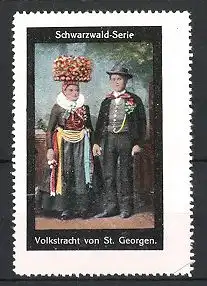 Reklamemarke Schwarzwald-Serie, Volkstracht von St. Georgen, Paar in Tracht