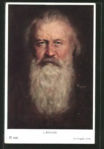 Künstler-AK Portrait des Komponisten J. Brahms