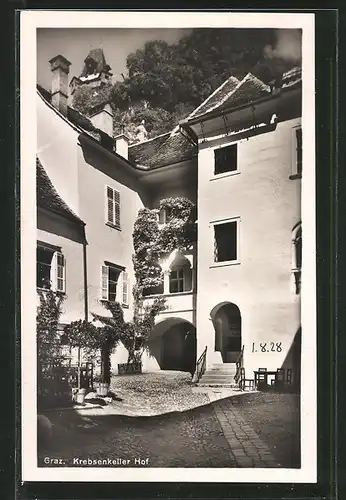 AK Graz, Hof des Gasthaus Krebsenkeller