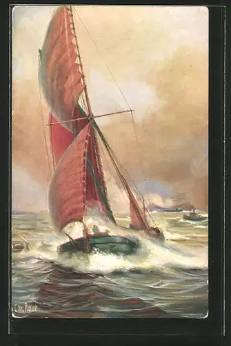 Künstler-AK Christopher Rave: Themse-Barke, 1890
