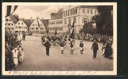 AK Biberach, Spitze des Festzuges beim Schützenfest, Schützenverein