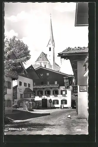 AK Kirchberg, Teilansicht mit Gasthof Unterm Rain, Kirche