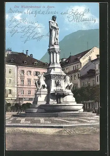 AK Bozen, das Walterdenkmal