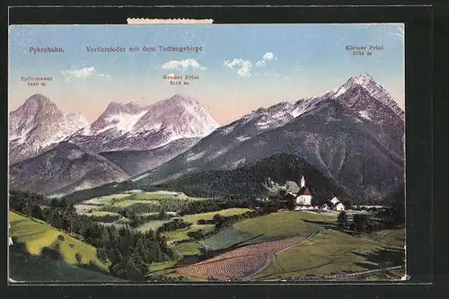 AK Vorderstoder, Ortsansicht mit dem Todtengebirge