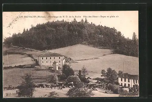 AK Les-Sauvages, pélérinage de Notre-Dame de la Roche, repas en plein air