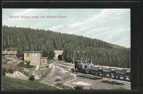 AK Braune Sumpf, Bahnhof und Bielstein-Tunnel der Harz-Zahnrad-Bahn