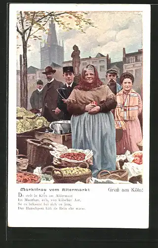 AK Köln, Marktfrau vom Altermarkt, Stadttyp