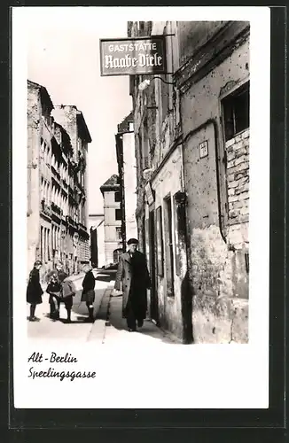 AK Berlin, Sperlingsgasse mit Gasthaus Raabe-Diele