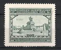 Reklamemarke Aschersleben, Briefmarkenausstellung 1933, Deutsches Eck bei Koblenz
