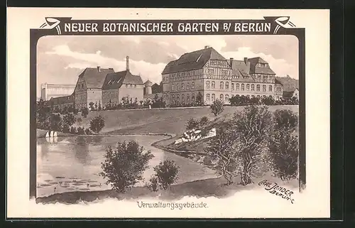 Künstler-AK Carl Jander: Berlin-Dahlem, Neuer Botanischer Garten, Verwaltungsgebäude