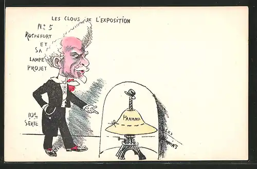 Künstler-AK sign. Philippe Norwins: Karikatur von Henri Rochefort