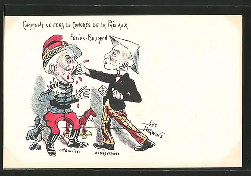 Künstler-AK sign. Philippe Norwins: Karikatur von General Gallifet und de Freycynet