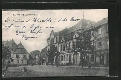 AK Kirchberg, Marktplatz mit Gasthaus Adolf Michel